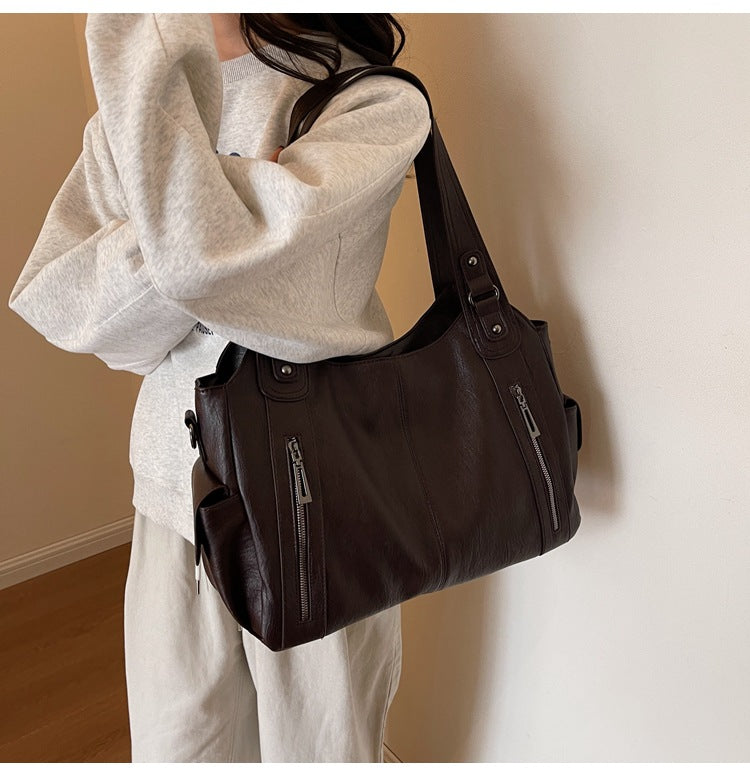 Bootara Women's Large-Capacity Vintage Tote Bag: Versatile High-End Shoulder and Handbag, Suitable for Crossbody Wear