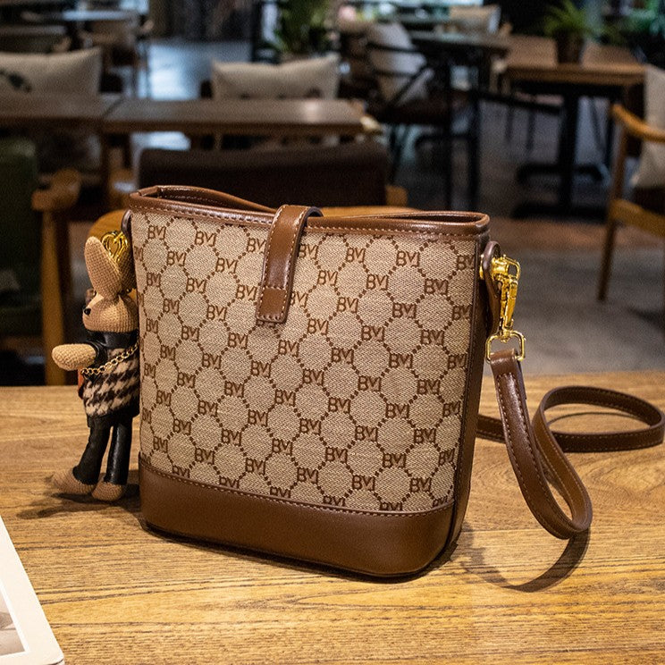 Bootara Women's Rabbit Muse Bucket Bag - Heritage Print & Crafted Leather Convertible Carry with Signature Charm & Optimized Capacity
