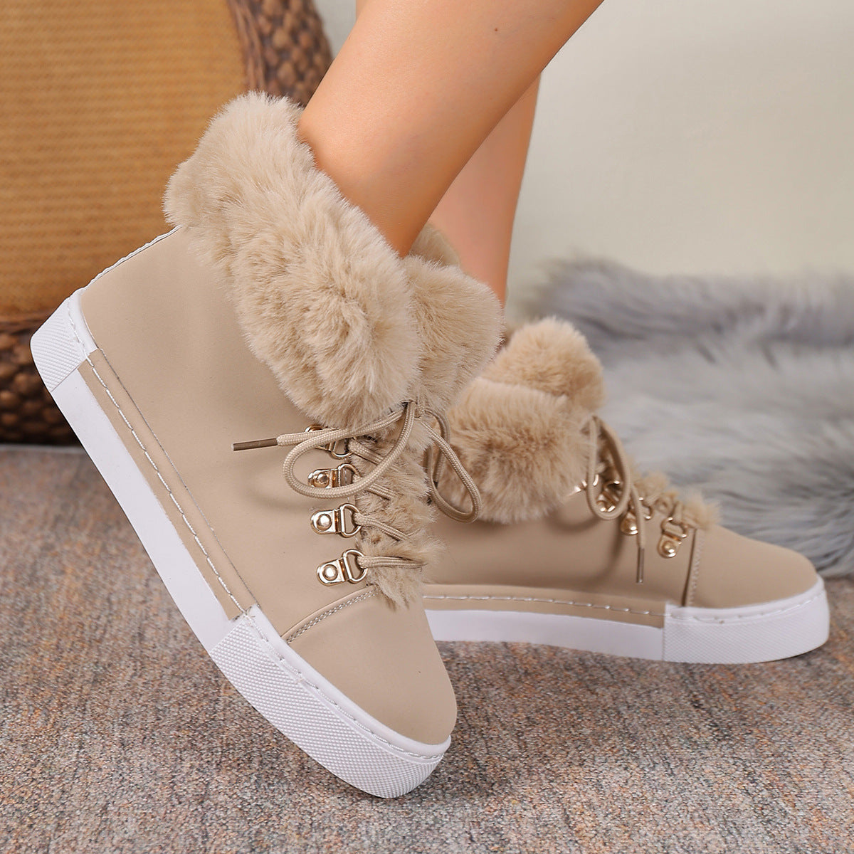 Bootara Women's Heritage Plush Snow Boot - Platform Winter Boots with Faux Fur Lining & Classic Lace-Up Design (US 5-10.5)