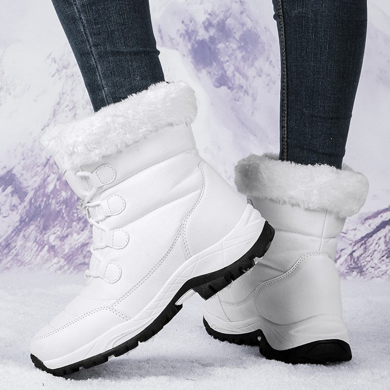 Bootara Women's Thermal Winter Hiking Boots - High-Cut Fleece Lined Snow Boots (Pink, White & Black - US 5-10)