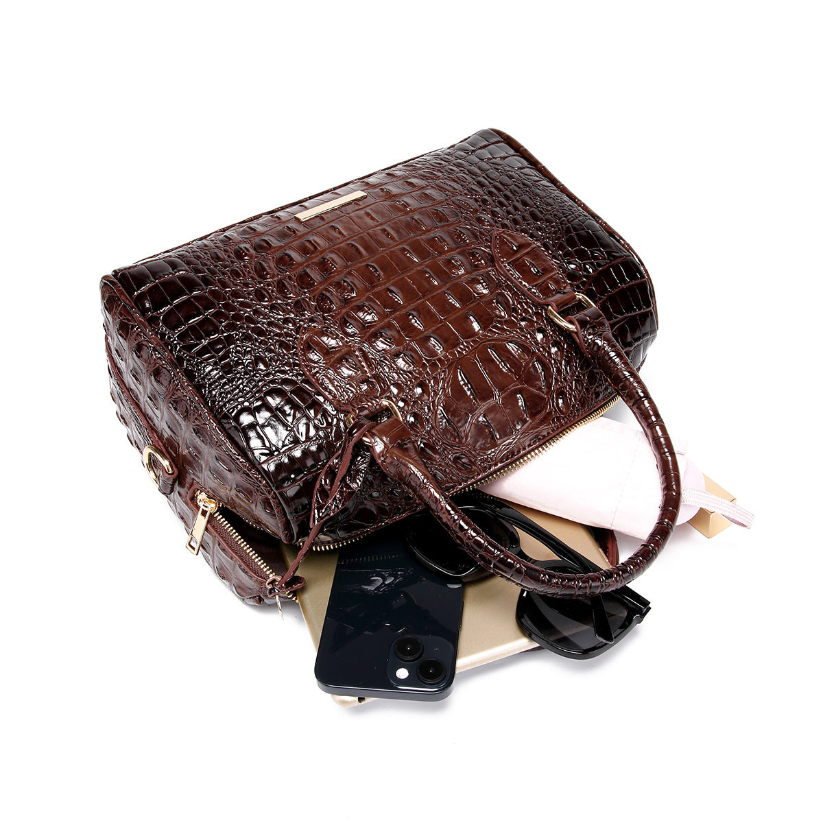 Bootara Women's Vintage Crocodile-Embossed Crossbody Bag – Travel-Ready Underarm Handbag