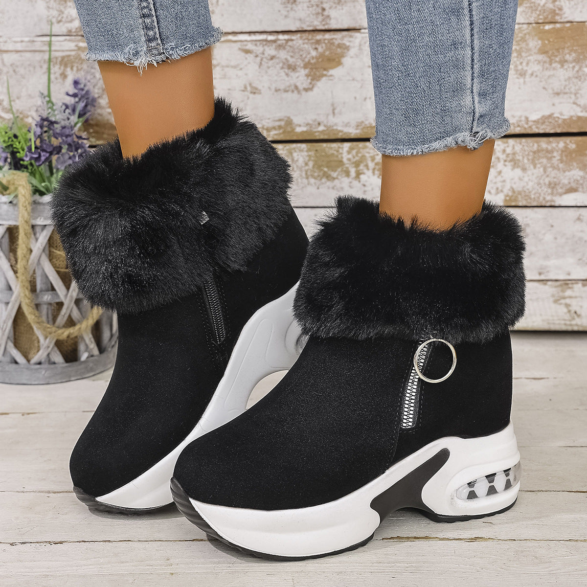 Bootara Women's Cozy-Chic Snow Boots - Plush Lined Faux Suede Platform Ankle Boots (US 4-10.5)