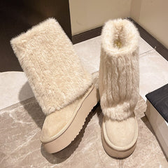 Bootara Women's SnugLift Mid Boots - Thermal Platform Snow Boots with Faux Fur (US 5-11)