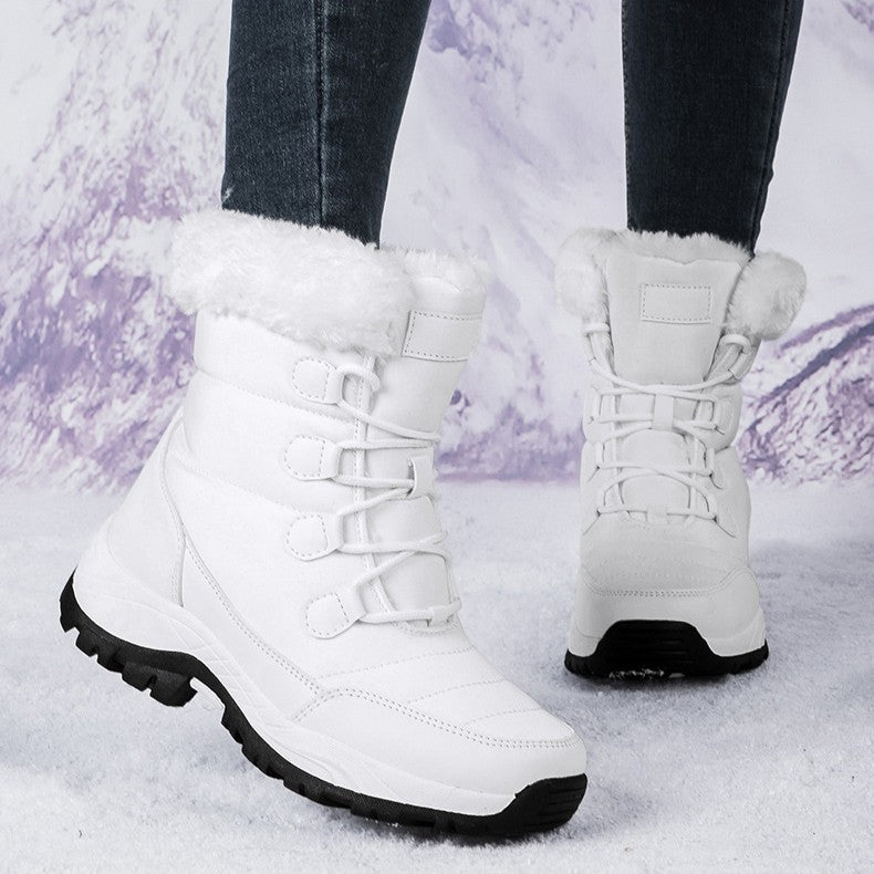 Bootara Women's Thermal Winter Hiking Boots - High-Cut Fleece Lined Snow Boots (Pink, White & Black - US 5-10)