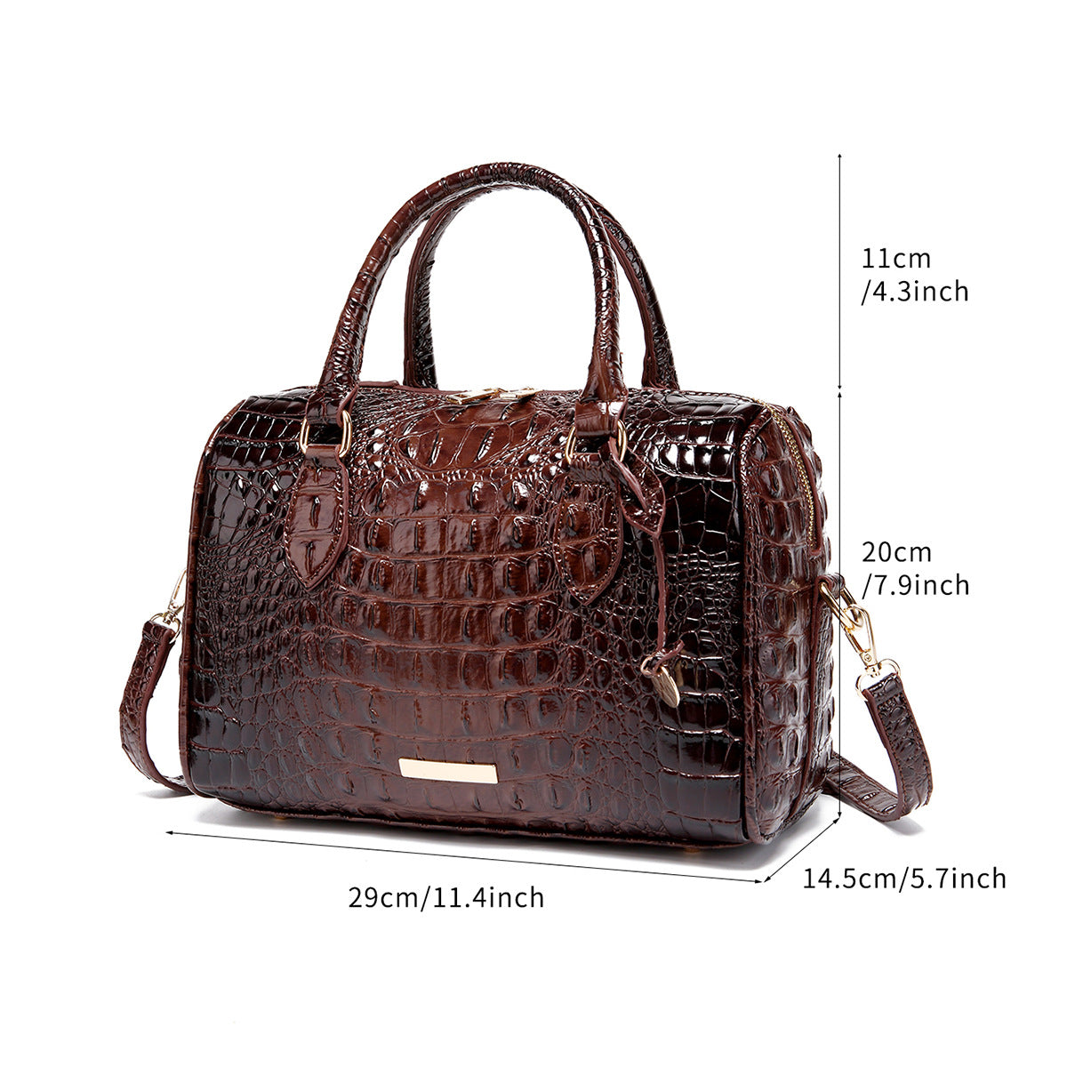 Bootara Women's Vintage Crocodile-Embossed Crossbody Bag – Travel-Ready Underarm Handbag