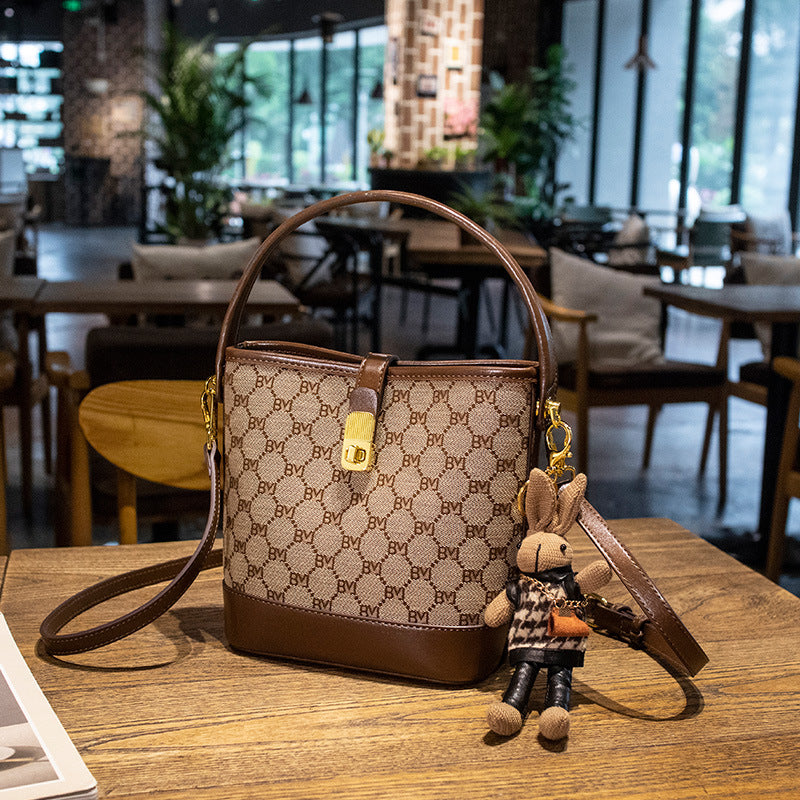 Bootara Women's Rabbit Muse Bucket Bag - Heritage Print & Crafted Leather Convertible Carry with Signature Charm & Optimized Capacity
