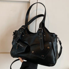 Bootara Women's Road Rebel Tote - Retro Moto-Inspired Convertible Carryall with Industrial Hardware