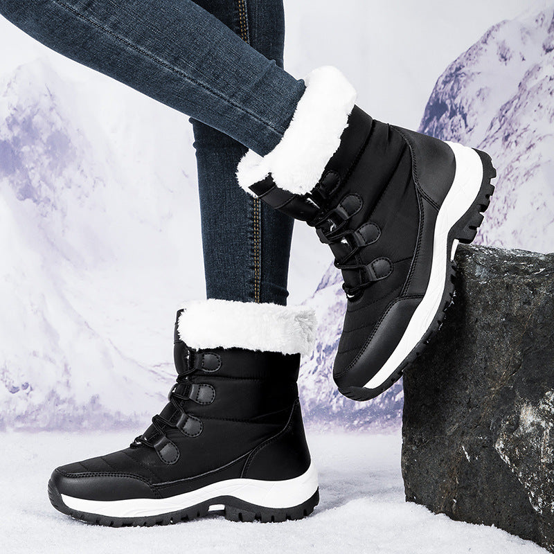 Bootara Women's Thermal Winter Hiking Boots - High-Cut Fleece Lined Snow Boots (Pink, White & Black - US 5-10)