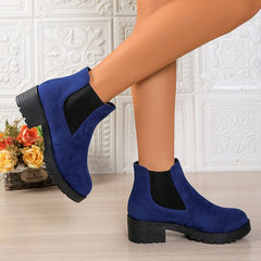 Bootara Women's London Fog Chelsea - Royal Blue Suede Platform Ankle Boots (US 4-10)