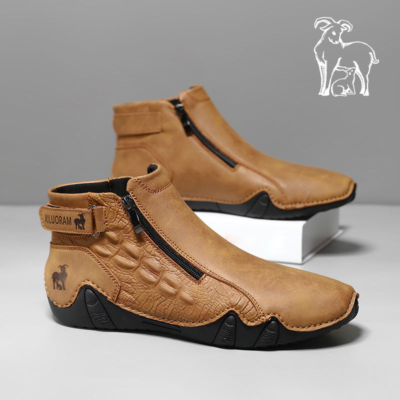 Bootara TrailFlex Pro Men's Boots Large Size Zip-Up Combat Boots for Outdoor & Casual Wear