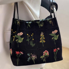 Bootara Women's Atelier Bloom Bucket — Artisan-Embroidered Canvas Commuter Tote with Structured Base & Dual Carry
