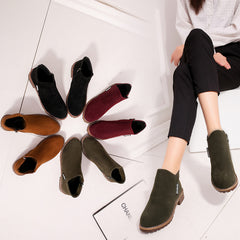 Bootara Women's Suede Chelsea Ankle Boots - Side Zip Low Heel Martin Boots (US 4-10)