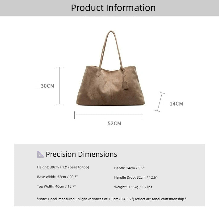 Bootara Women's  Luxe Suede Minimalist Tote Bag — Spacious Carryall with Curated Everyday Elegance