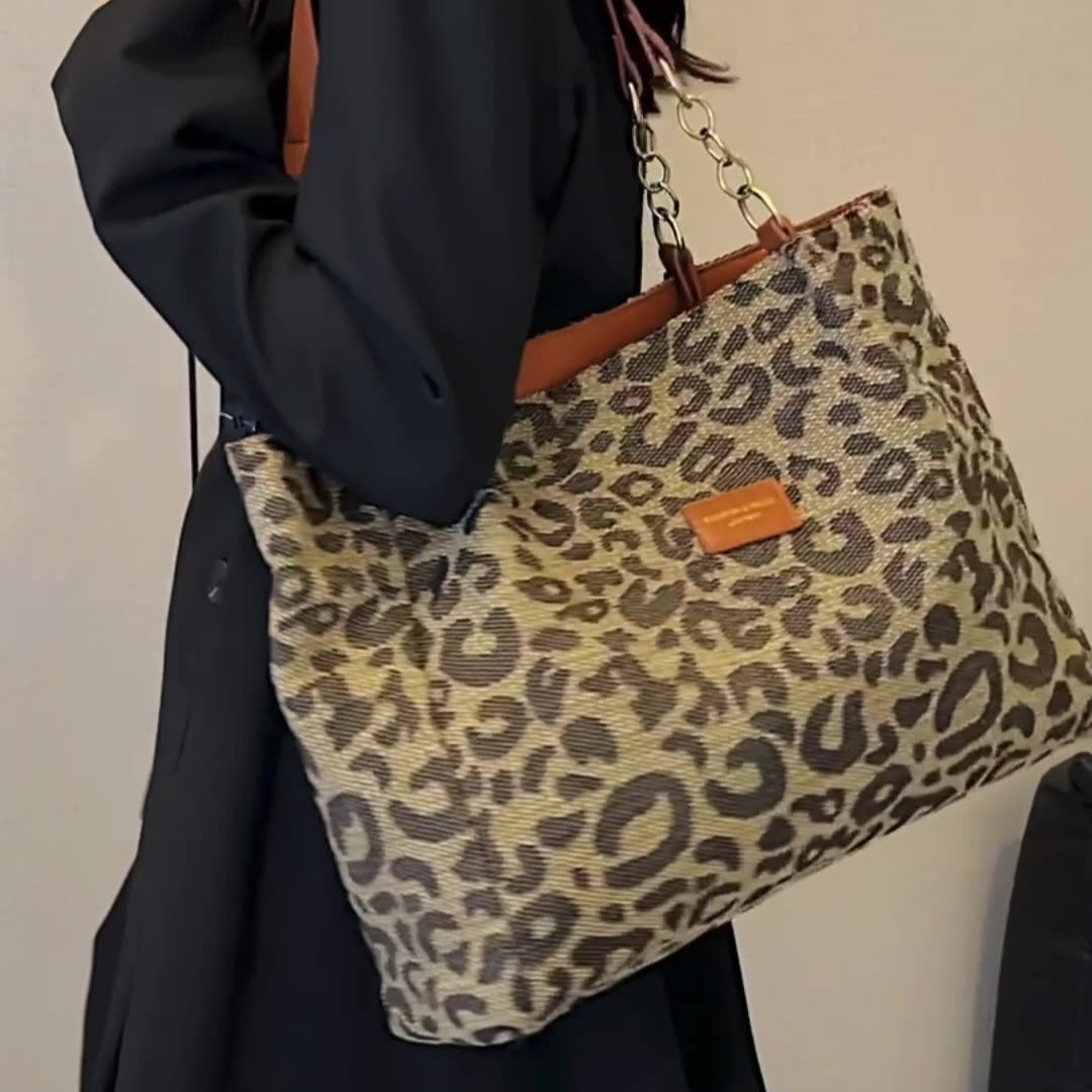 Bootara Women‘s Vintage Leopard Print Commuter Tote Spacious Work-to-Weekend Shoulder Bag