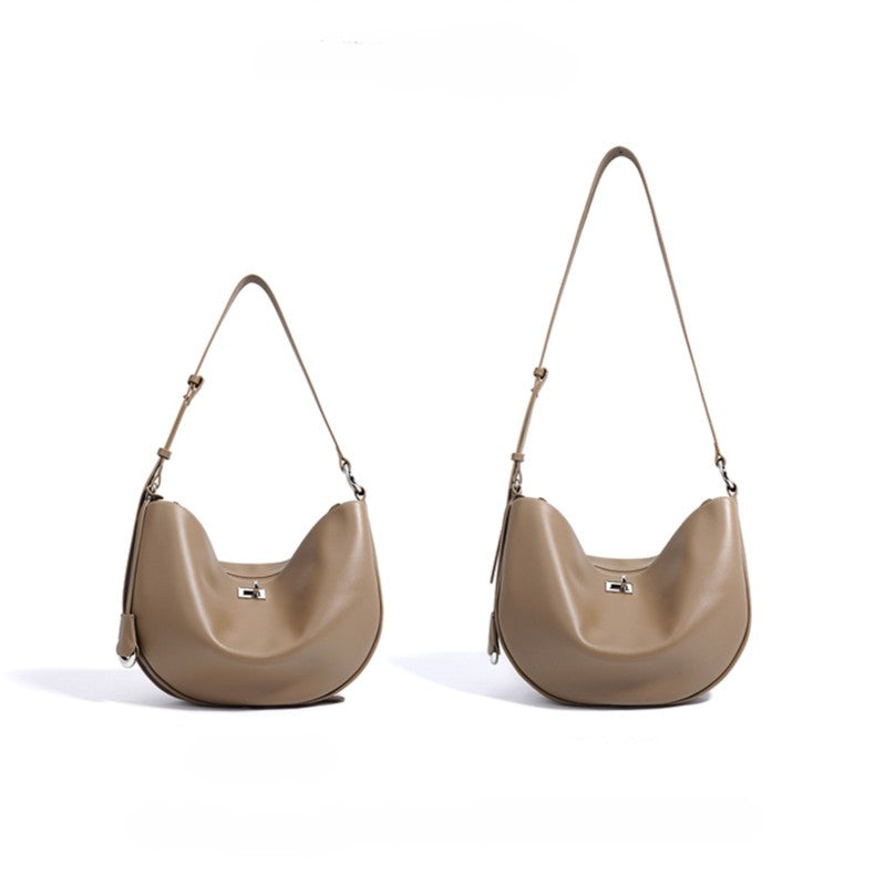 Bootara Women's Hush Rider Bucket — Genuine Leather Saddle Bag with Signature Lock Fastening & Convertible Shoulder Strap