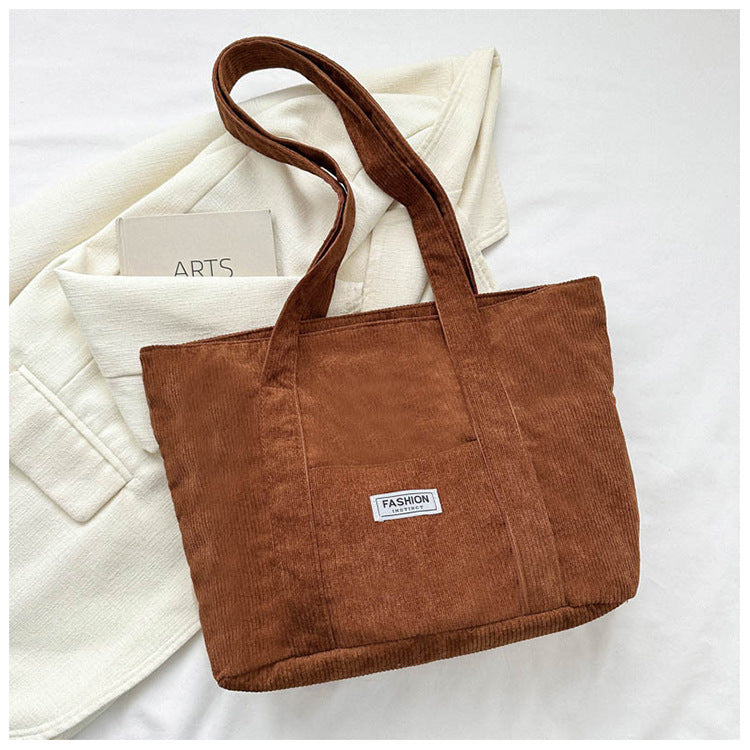 Bootara Women's Corduroy Tote Bag | Stylish & Minimalist Large-Capacity Shoulder Bag for Commuting