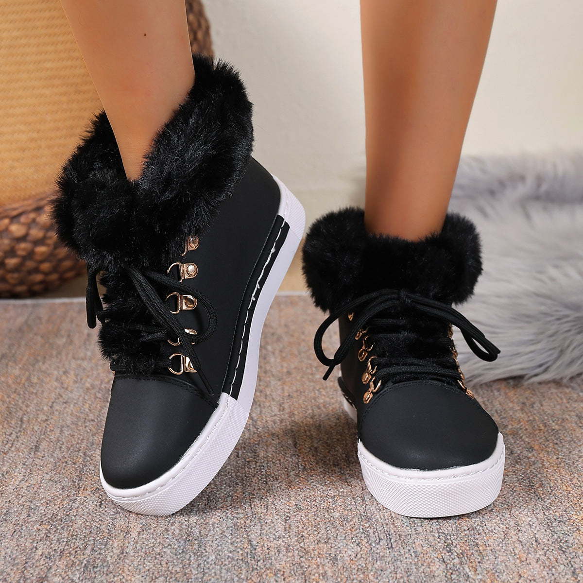 Bootara Women's Heritage Plush Snow Boot - Platform Winter Boots with Faux Fur Lining & Classic Lace-Up Design (US 5-10.5)