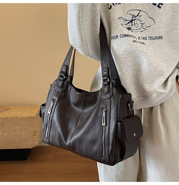 Bootara Women's Large-Capacity Vintage Tote Bag: Versatile High-End Shoulder and Handbag, Suitable for Crossbody Wear