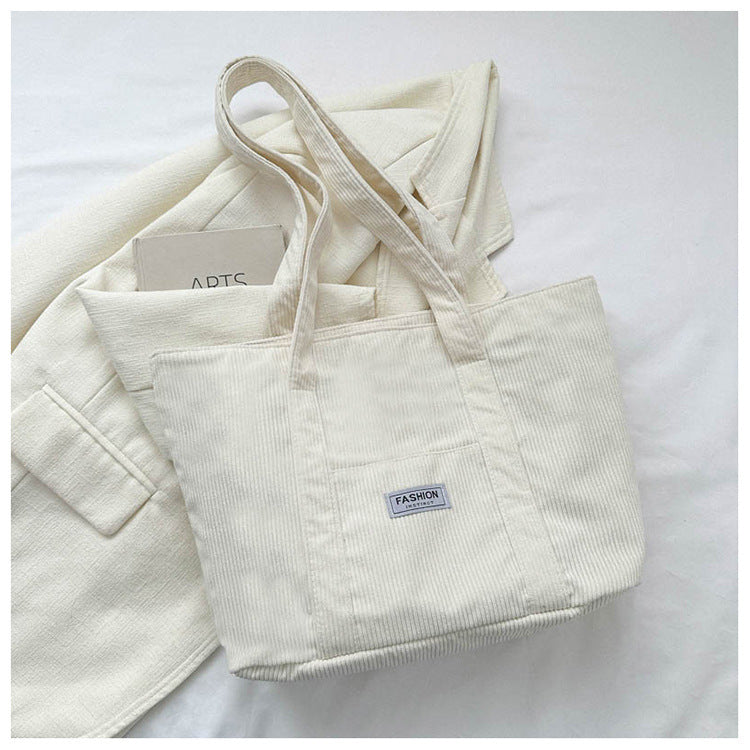 Bootara Women's Corduroy Tote Bag | Stylish & Minimalist Large-Capacity Shoulder Bag for Commuting
