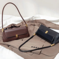 Bootara Women's Parisian Baguette Satchel – Vintage Underarm Bag with Convertible Strap & Timeless Textured Leather