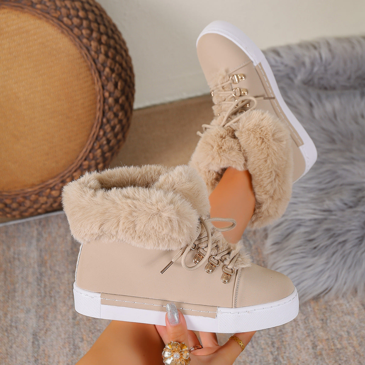 Bootara Women's Heritage Plush Snow Boot - Platform Winter Boots with Faux Fur Lining & Classic Lace-Up Design (US 5-10.5)