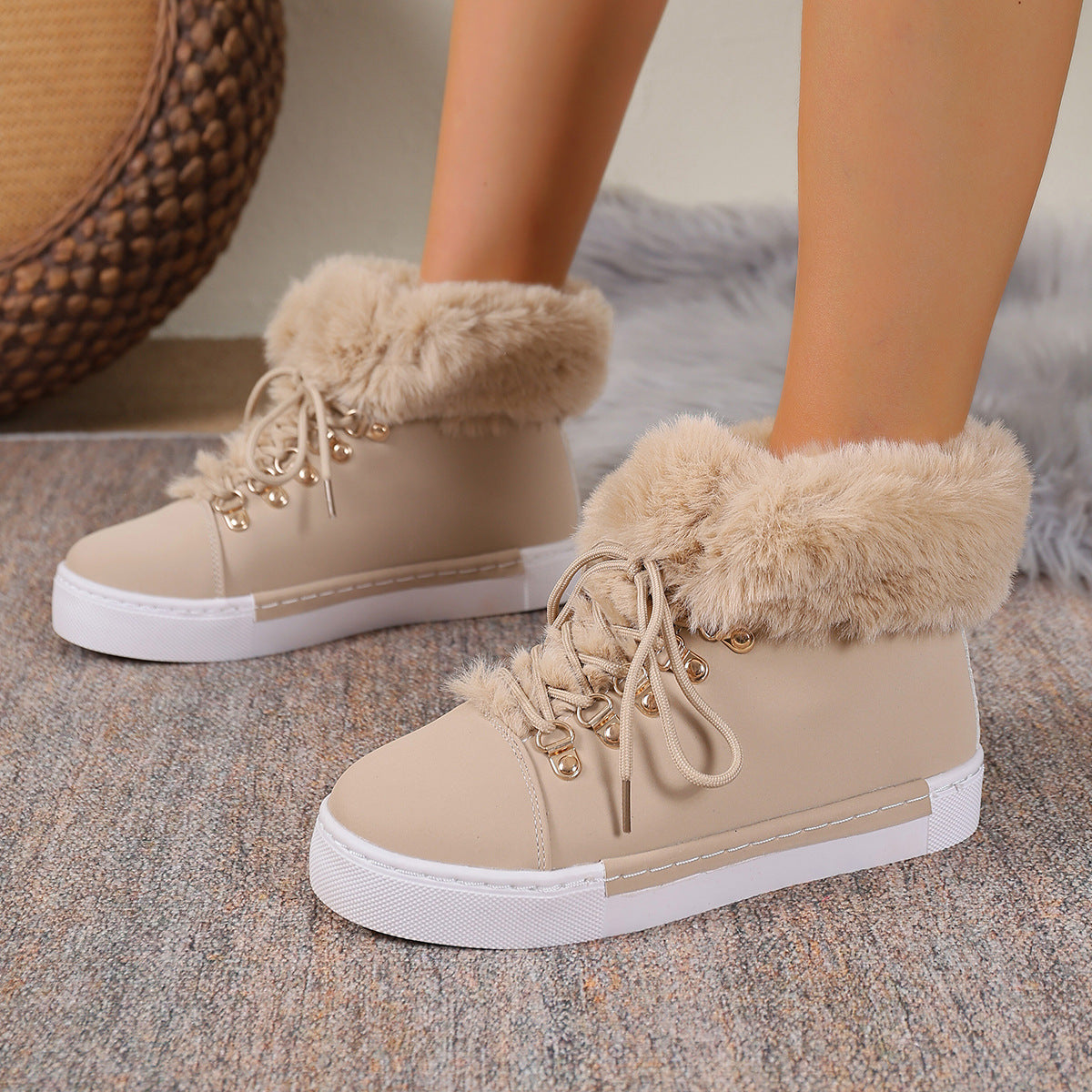 Bootara Women's Heritage Plush Snow Boot - Platform Winter Boots with Faux Fur Lining & Classic Lace-Up Design (US 5-10.5)