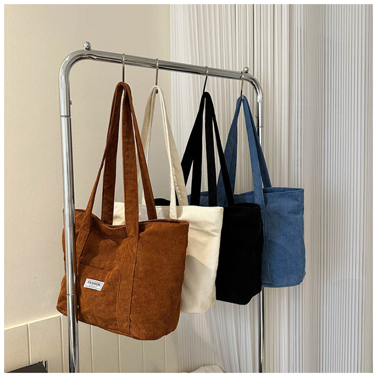 Bootara Women's Corduroy Tote Bag | Stylish & Minimalist Large-Capacity Shoulder Bag for Commuting