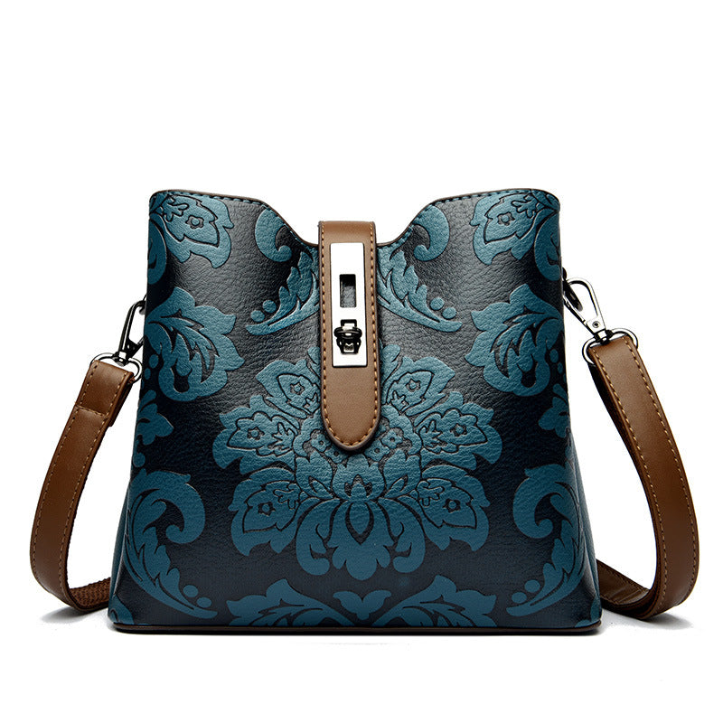 Bootara Women's Heritage Artisan Bucket - Distinctive Hand-Blocked Motifs on Heirloom Leather with Village-to-City Versatility