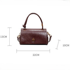 Bootara Women’s Lumière Mini Flap Bag – Glossy Waxed PU Leather, Metallic Lock Chain Shoulder & Crossbody Bag