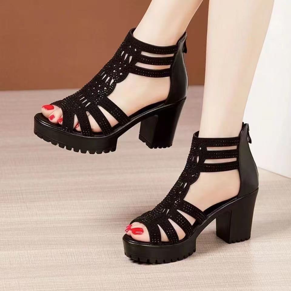 Bootara Women’s Alviera Peep-Toe Platform Block Heel Sandals – Soft Sole Roman Style Versatile Chic Sandals (US 4–9)