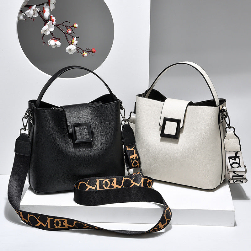 Bootara Women’s Signature-Buckle Square Bucket Bag - Premium Convertible Shoulder & Crossbody with Architectural Silhouette & Elevated Minimalism