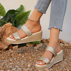 Bootara Women’s RetroWeave Wedge Slide Sandals – Braided Platform Summer Slippers (US 5–10)