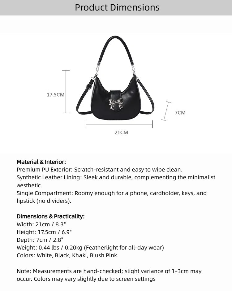 Bootara Women’s Bow-Adorned Chain Shoulder Bag - Crossbody Purse with Detachable Strap