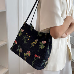 Bootara Women's Atelier Bloom Bucket — Artisan-Embroidered Canvas Commuter Tote with Structured Base & Dual Carry