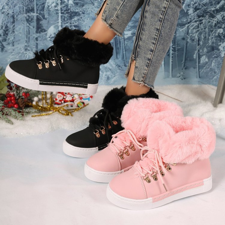 Bootara Women's Heritage Plush Snow Boot - Platform Winter Boots with Faux Fur Lining & Classic Lace-Up Design (US 5-10.5)