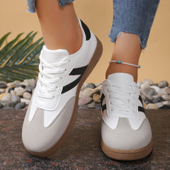Bootara Women’s Everyday Court Color-Block Trainer Sneakers – Soft-Sole Flat Shoes (US 5–10)