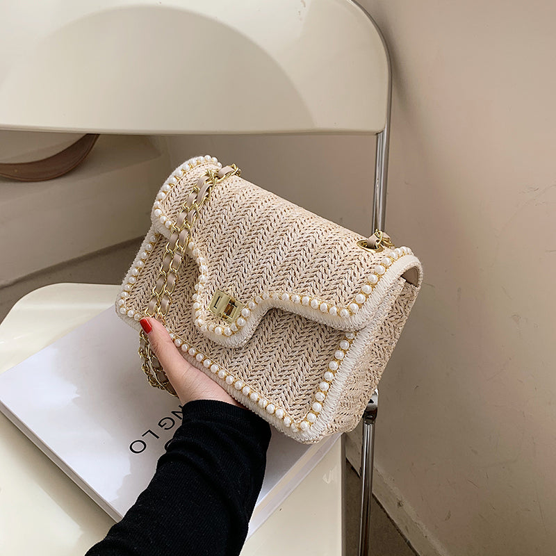 Bootara Women's Artisan-Woven Mini Square Bag -  Convertible Chain Strap Shoulder Bag ｜Tweed-Textured Luxury for Day to Evening