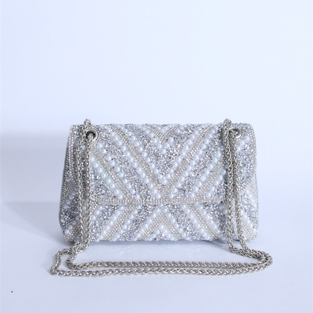 Bootara Women's Moonrise Pearl Clutch - Convertible Chain Evening Bag for Galas & Soirées