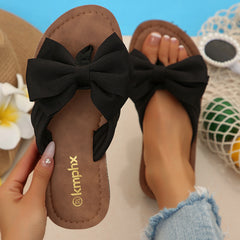 Bootara Women's Isolde Floral Bow Flat Slide Sandals – Elegant Summer Comfort Slides (US 4–10.5)
