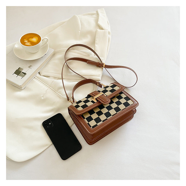 Bootara Women’s Stylish Houndstooth Checkered Crossbody Bag - Compact Square Shoulder Bag for Everyday Use