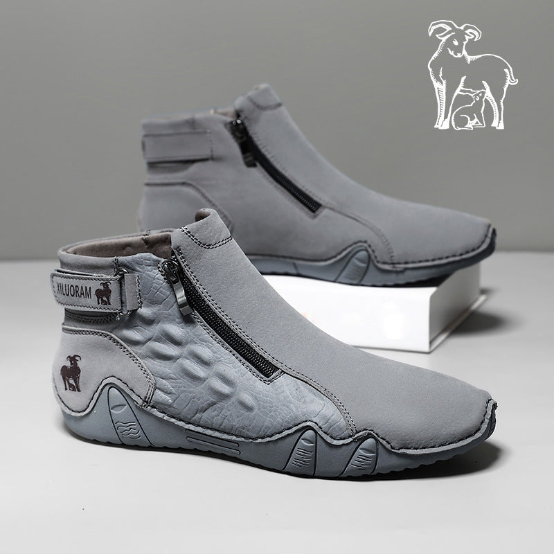 Bootara TrailFlex Pro Men's Boots Large Size Zip-Up Combat Boots for Outdoor & Casual Wear