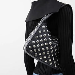 Bootara Women's Retro Rider Bag – Artisan-Embellished Underarm Shoulder Bag with Rivet Hardware