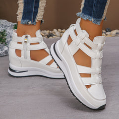 Bootara Women’s Plus Size Sporty Platform Sandals - Side Zipper Closed-Toe Sneaker Sandals with 7cm Height Boost