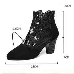 Bootara Women's Filigree Lace Heeled Sandal - Architectural Cutout Mesh Stilettos with Cushion & Extended Sizes (US 5-10.5)