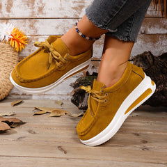 Bootara Women's Chunky Sole Lace-Up Loafer - Casual Wedge Heel Shoes (US 5-10.5)