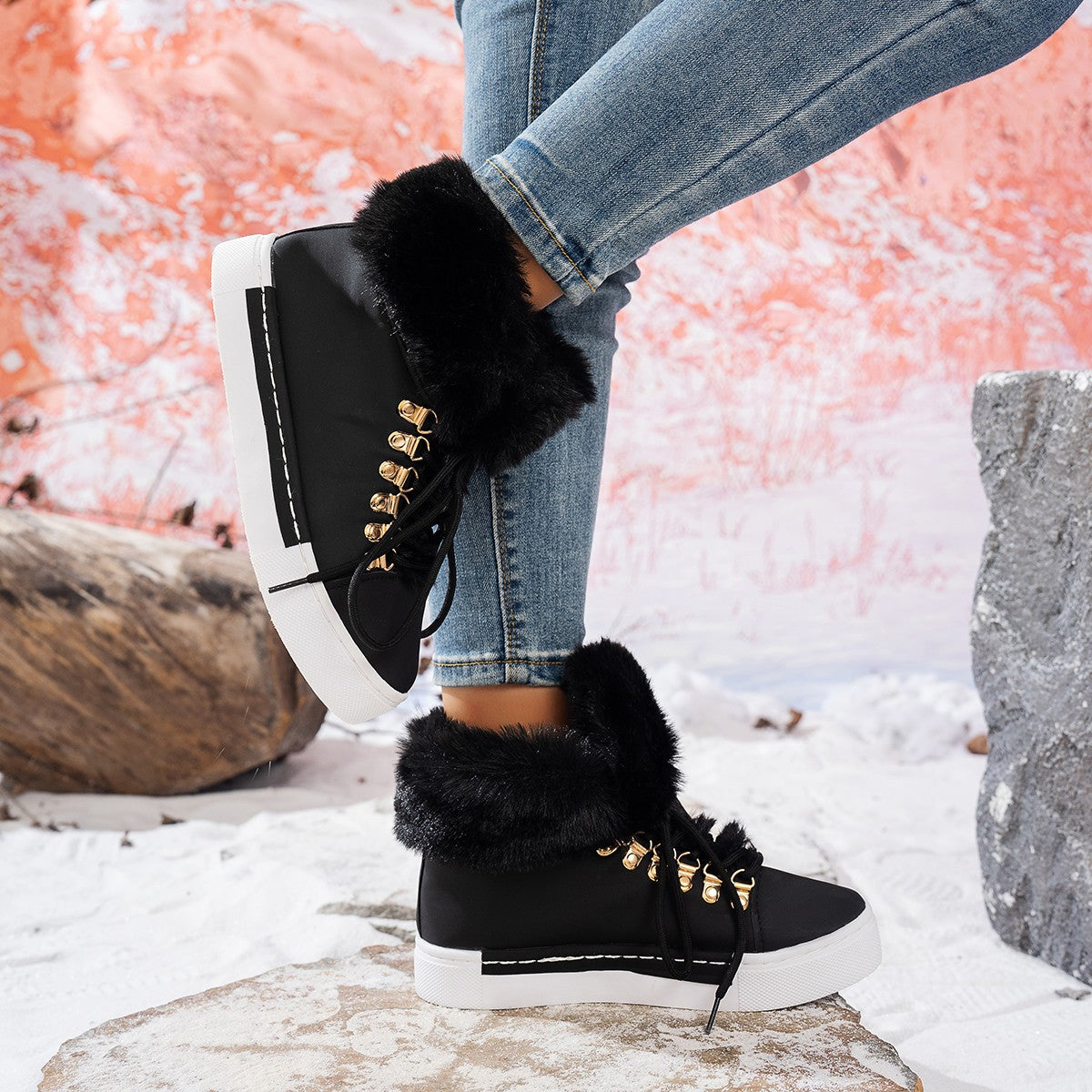 Bootara Women's Heritage Plush Snow Boot - Platform Winter Boots with Faux Fur Lining & Classic Lace-Up Design (US 5-10.5)