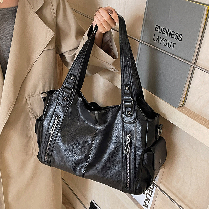 Bootara Women's Large-Capacity Vintage Tote Bag: Versatile High-End Shoulder and Handbag, Suitable for Crossbody Wear