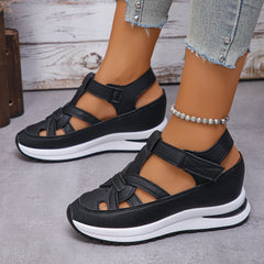 Bootara Women's Plus Size Comfort Chunky Gladiator Sandals - Wide Fit Adjustable Roman Style with Airflow Holes