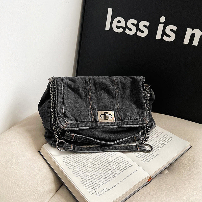 Bootara Women's Vintage Denim Tote Bag – Casual Chain Strap Shoulder Bag with Spacious Compartment Retro Commuter Essentials