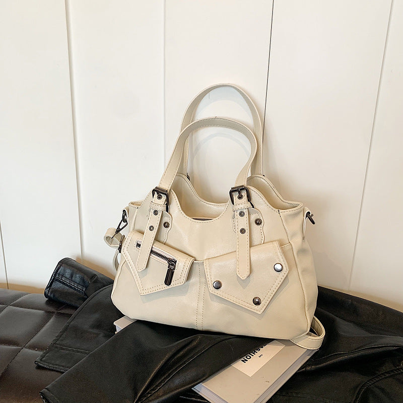 Bootara Women's Road Rebel Tote - Retro Moto-Inspired Convertible Carryall with Industrial Hardware